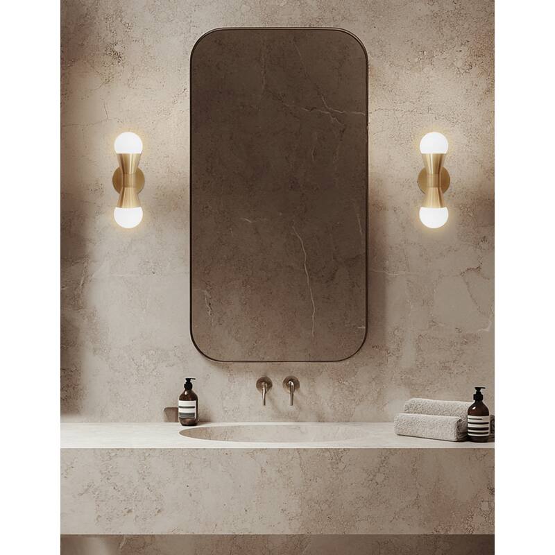 Wall Sconce 2 Light Matte Black Chrome Accent Lamp Foyer Bedroom - 5.5