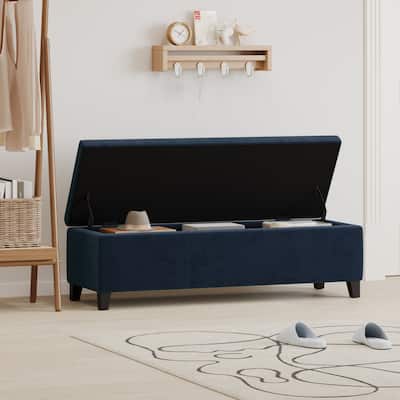 Functional Velvet Lift-Top Storage Ottoman