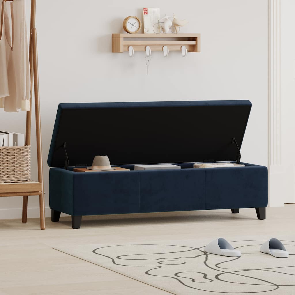 Functional Velvet Lift-Top Storage Ottoman