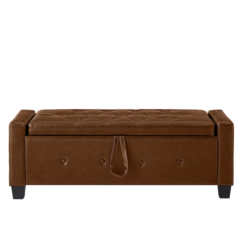 Multi-Functional 48" PU Leather Storage Ottoman Bench for Hallway & Entryway