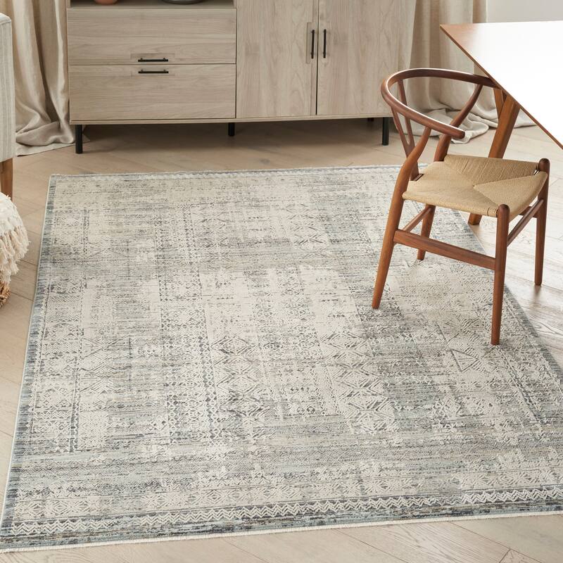 Nourison Nyle Tribal Geometric Area Rug - 5' 3" x 7' 10" - Ivory Blue - Rectangle