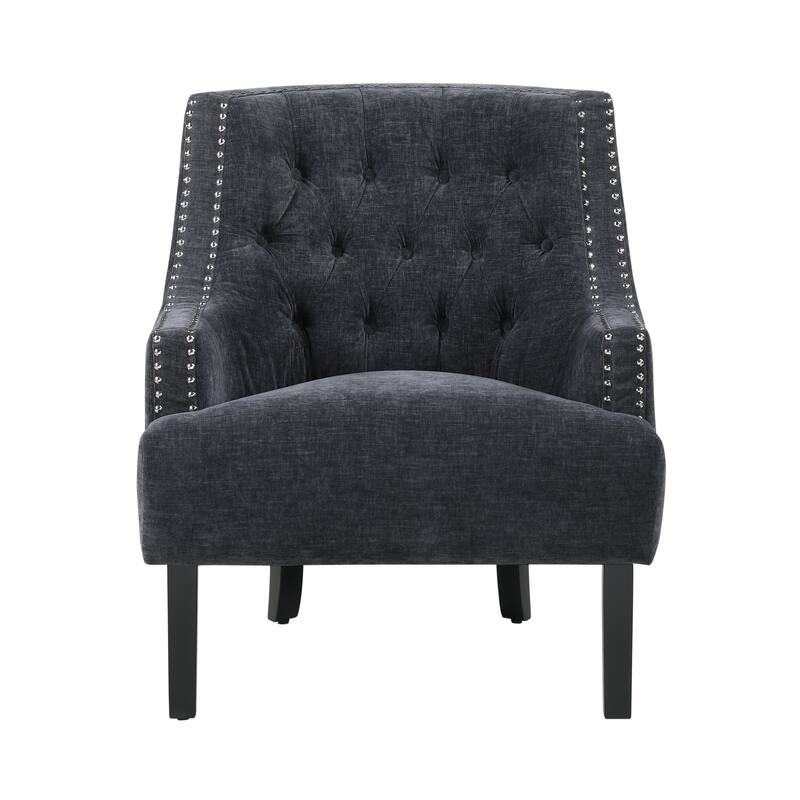 Modern Traditional Chenille Accent Chair with Nailhead Trim