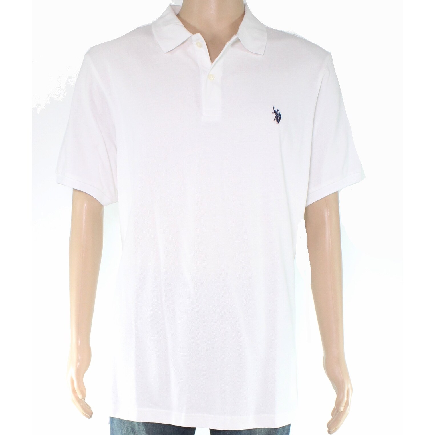 Shop U S Polo Assn Mens White Blue Size Xl Logo Embroidered Polo