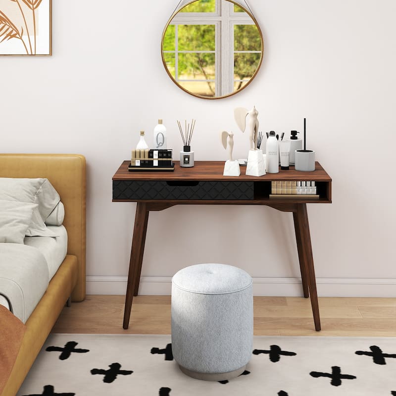 Gymax Mid-Century Modern Computer Desk w/ Drawer & Open