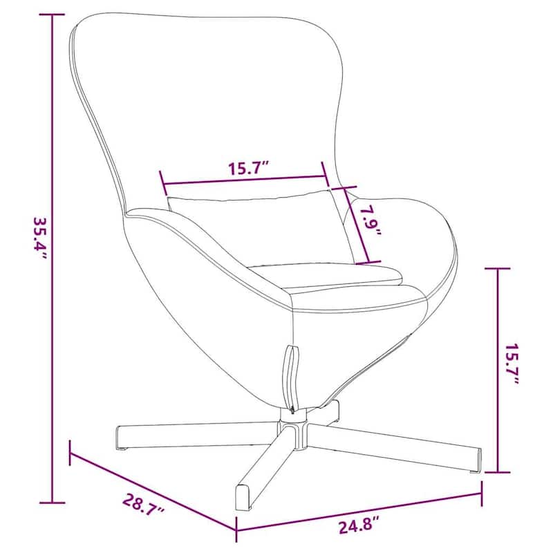 vidaXL Egg Chair Black/ Dark/Light Grey Velvet - 24.8 x 28.7 x 35.4