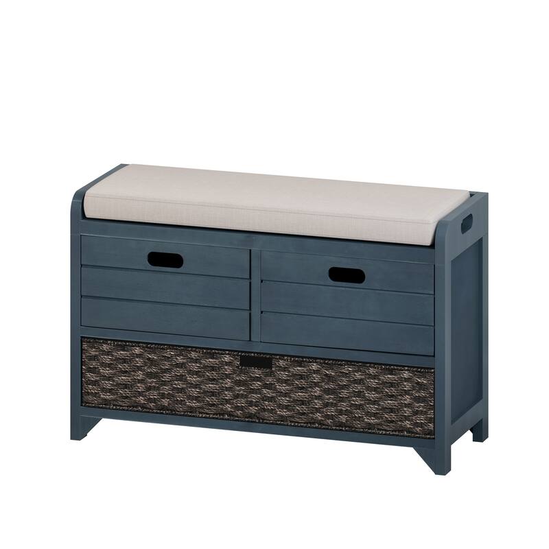 Modern Storage Bench with Removable Basket and 2 Drawers