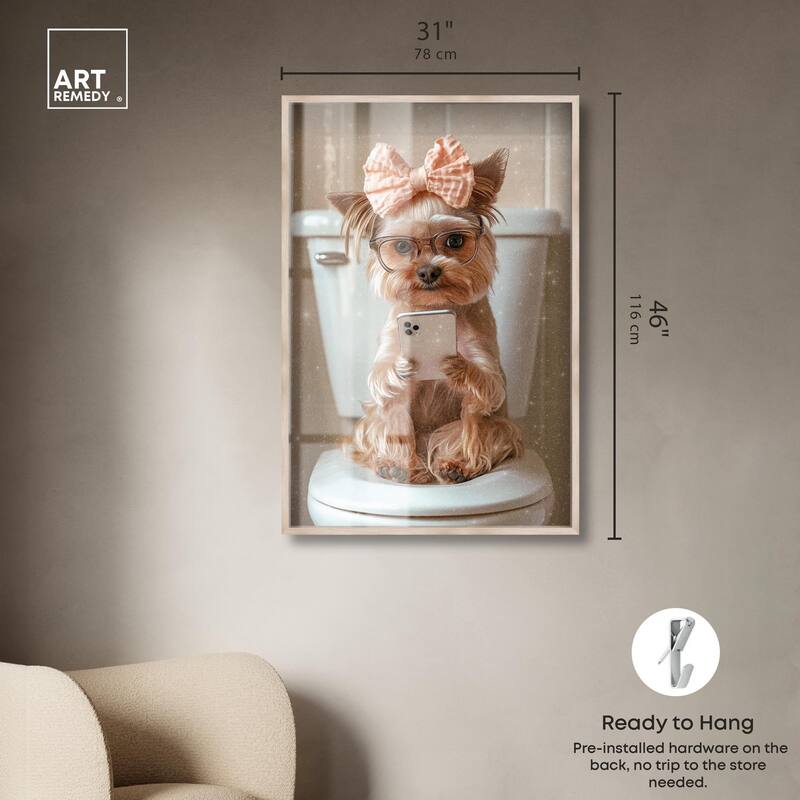 Cute Yorkie on the Toilet Shadowbox by Art Remedy
