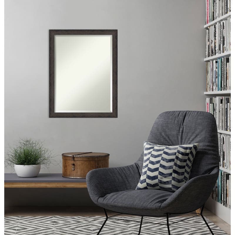 Dappled Narrow Beveled Wood Framed Wall Mirror