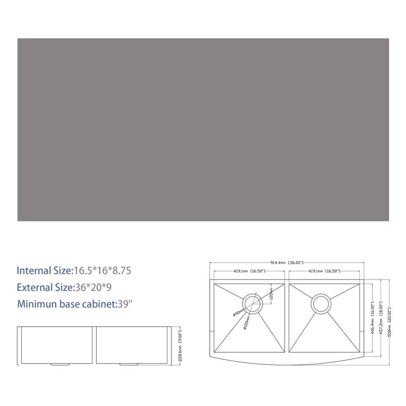 Farmhouse 16 Gauge Double Bowl Stainless Steel Kitchen Sink in Brushed Nickel