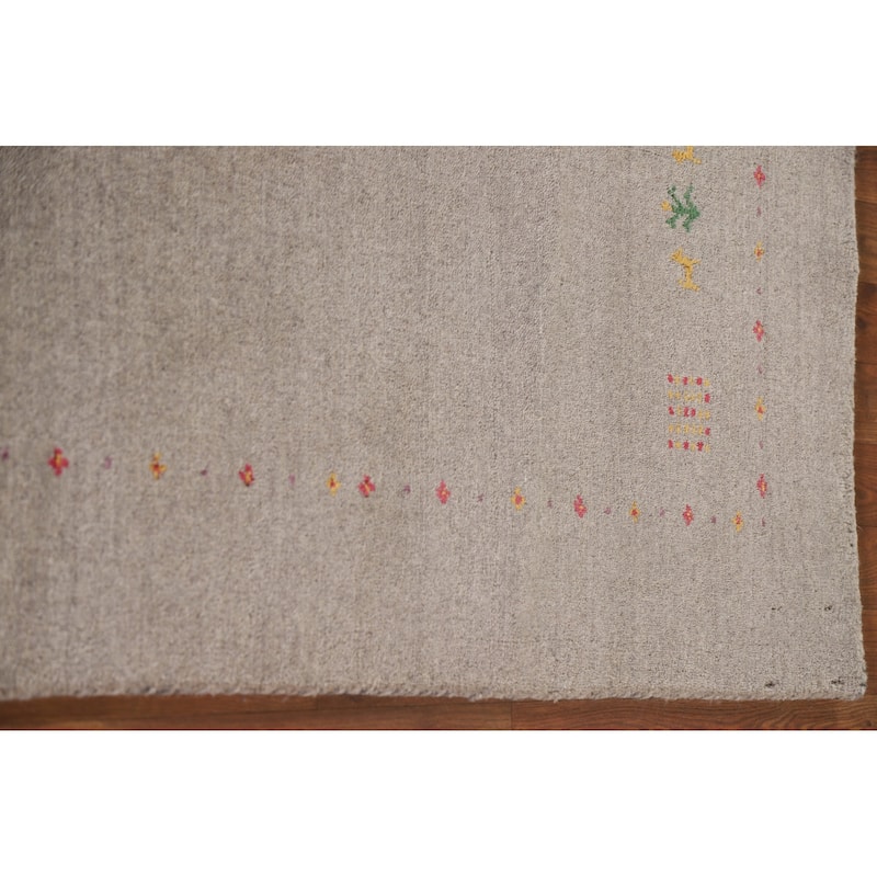 Tribal Gabbeh Beige Runner Rug Handmade Wool Carpet - 2'10"x 9'8"