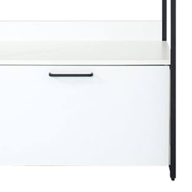 Cox Modular Closet System, 1 Storage Drawer, Hanging Rod, Black Metal Frame