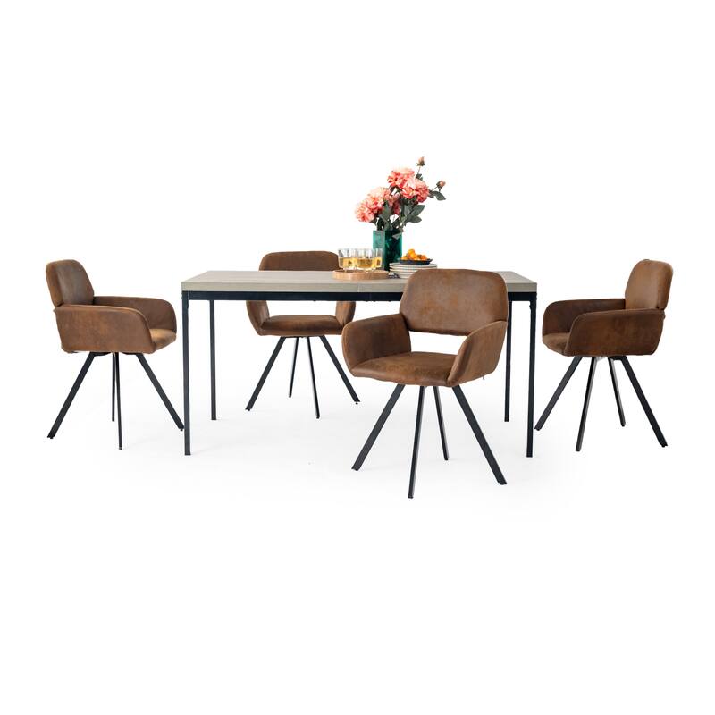 Homy Casa Modern Dining Office Table, 59in Rectangular Wood Top, Black Legs