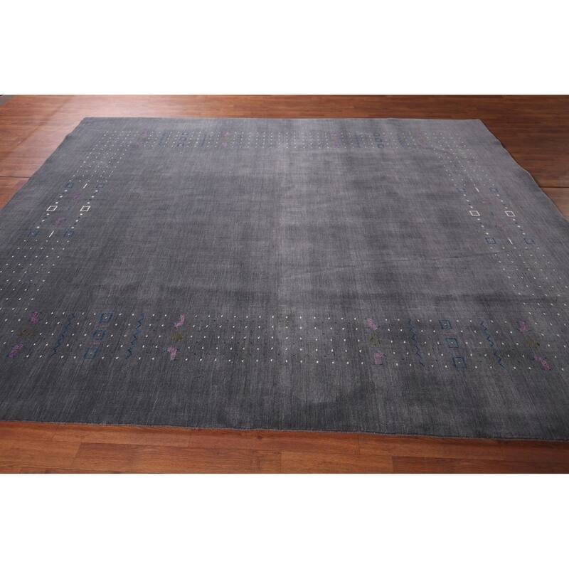 Tribal Gray Gabbeh Oriental Area Rug Handmade Wool Carpet - 8'2"x 10'2"
