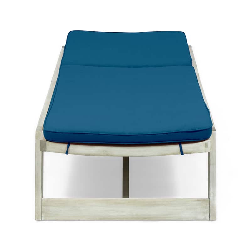 Maki Outdoor Acacia Wood Chaise Lounge and Cushion Set (Set of 2) by Christopher Knight Home