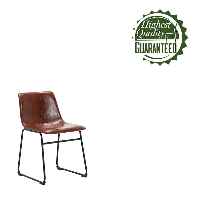 Porthos Home Donne Dining Chairs Set of 2, PU Leather, Iron Sled Legs