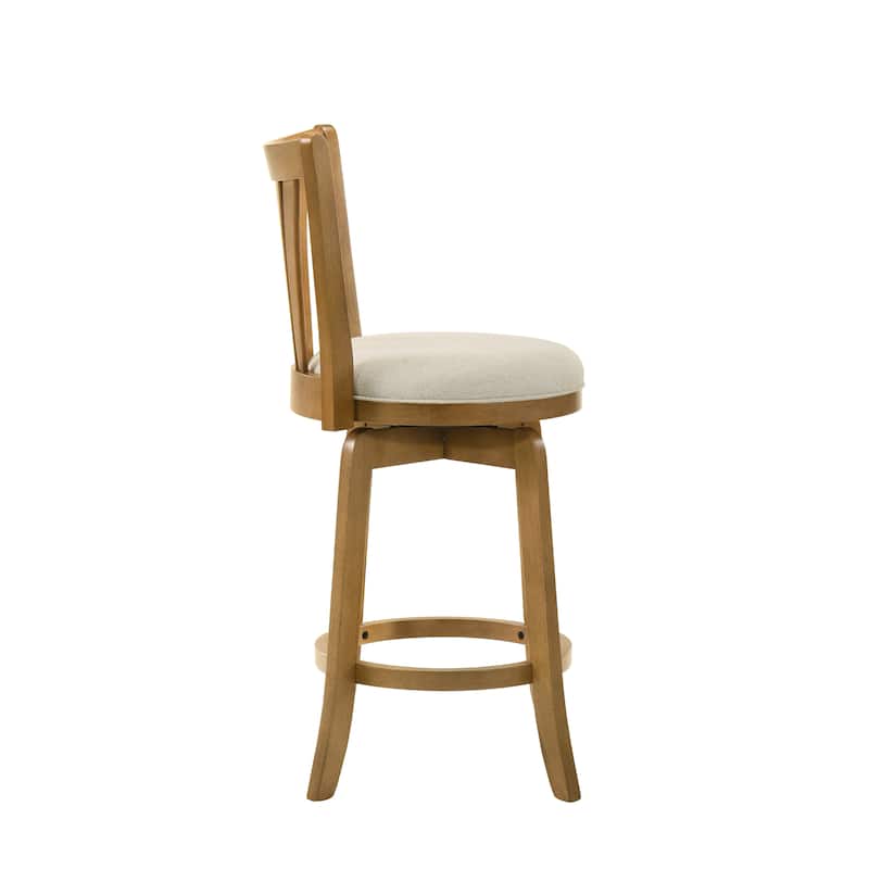 Elle Modern Swivel Bar Stool, Upholstered Counter Height Chair with Wood Frame