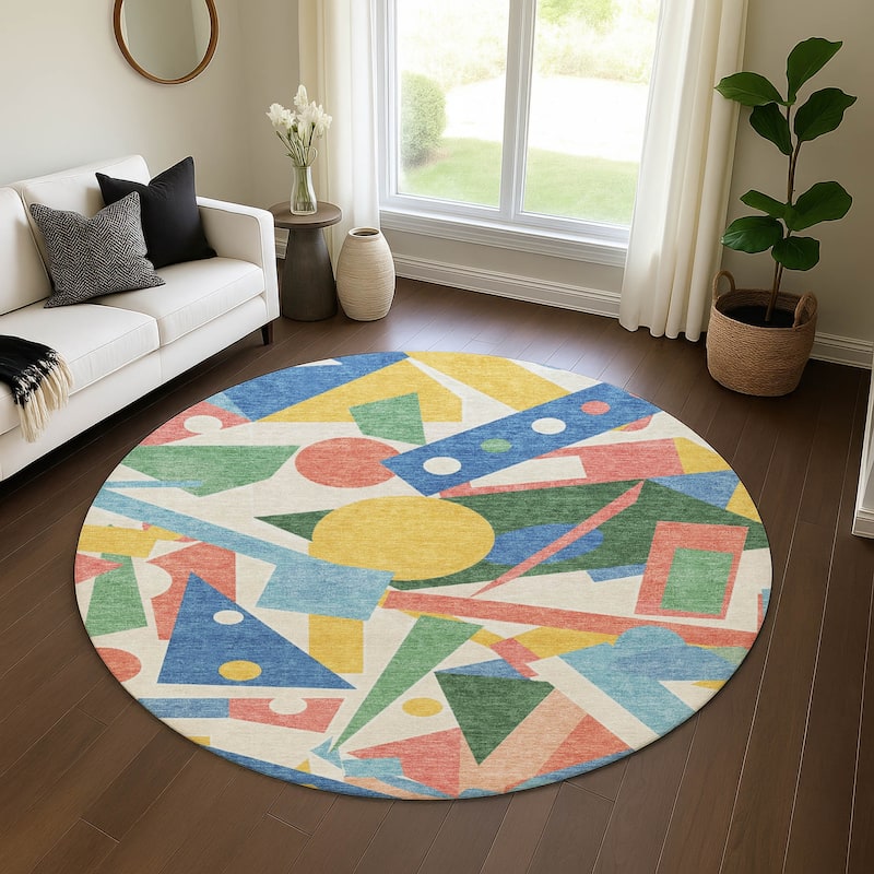 Premium Washable Super Soft Casual Contempoary Mayfield Rug - Blue - 8' x 8'