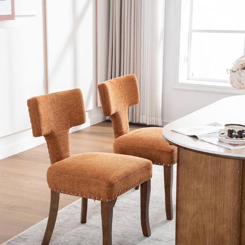 Upholstered Mordern Design T Back Dining Side Chair- Set of 2