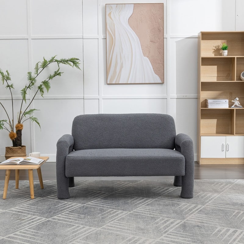 SEYNAR Mid-Century Modern Boucle 51'' Solid Wood Curved Sofa