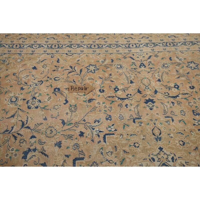 Hand Knotted Oriental 100% Wool Carpet Traditional Floral Oranges & Rust Mashad Area Rug - 12' 5'' X 9' 7''