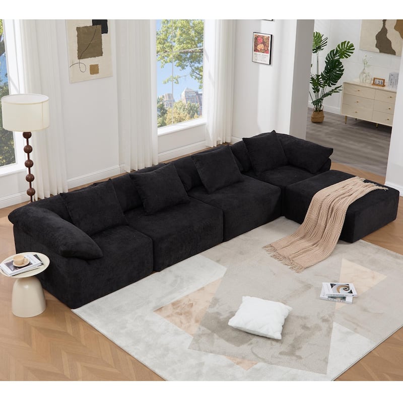 142" L Shaped Modular Sectional Sofa No Assembly