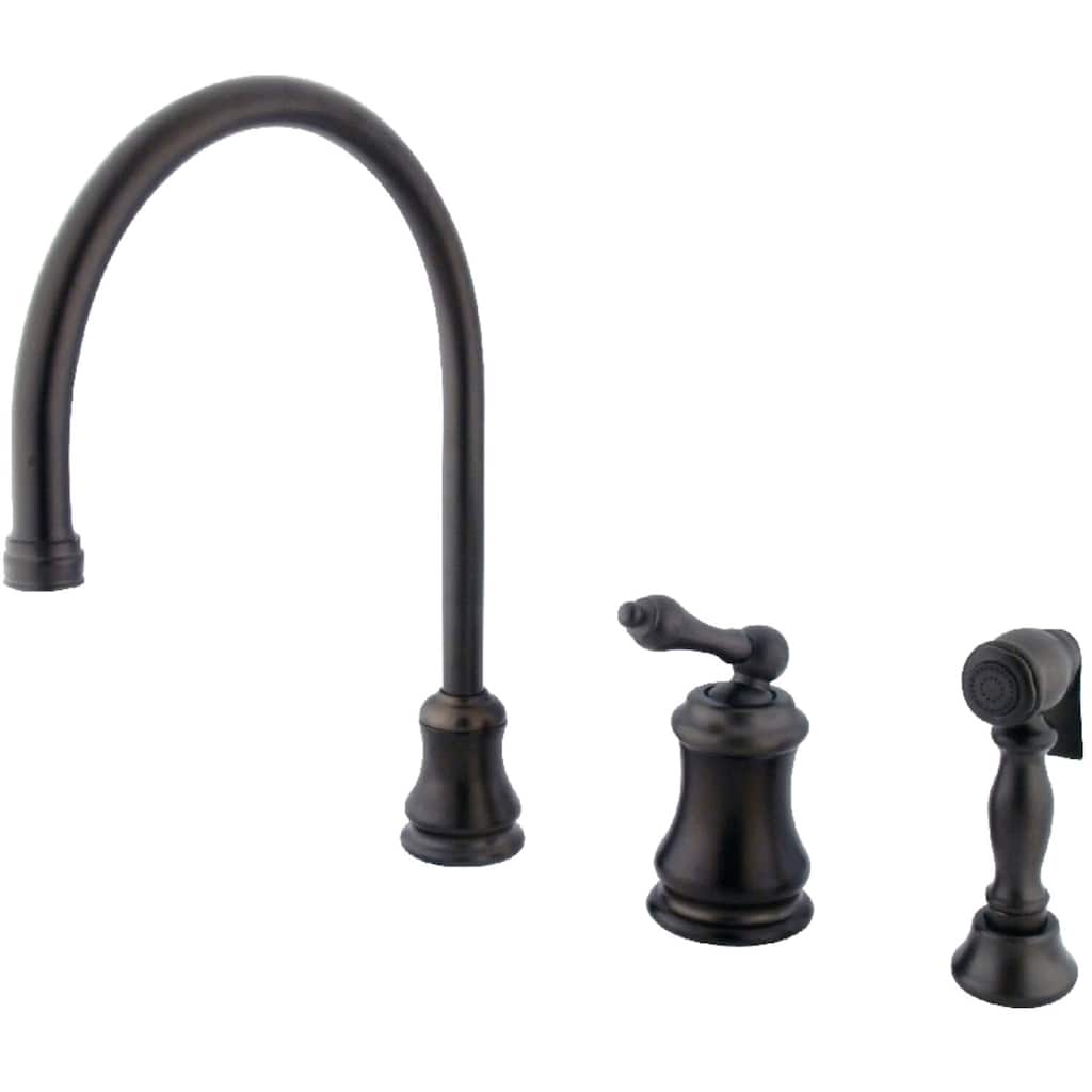 Kingston Brass Restoration Gooseneck Kitchen Faucet with Metal Lever