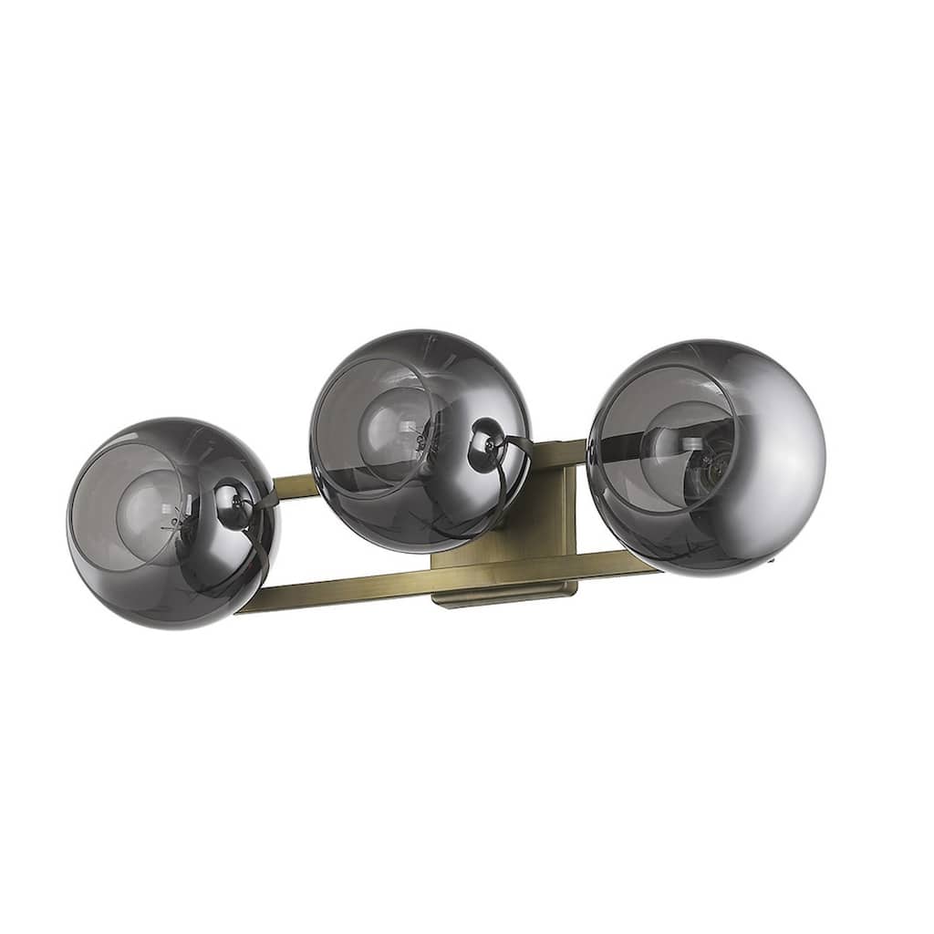 Modern Brass Flush Mount Wall 3-Light with Smoke Glass Shades and Dimmable E26 Fixture Damp Rated Indoor Use
