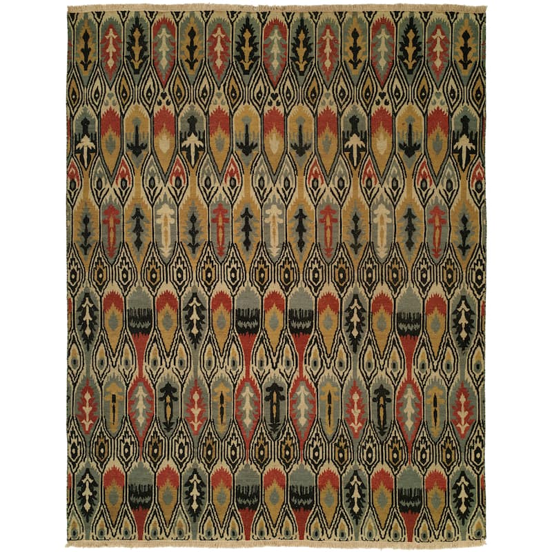 Transitional Multi-Colored Flatweave Wool Area Rug - 8' Round - Multi-Colored