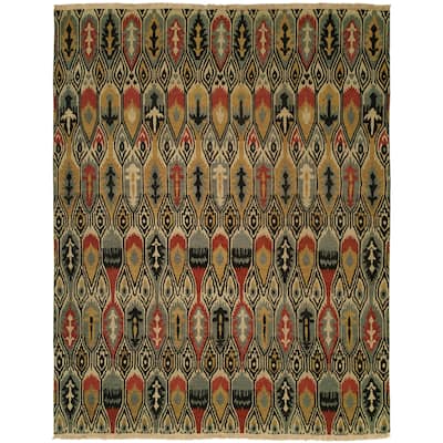 Transitional Multi-Colored Flatweave Wool Area Rug