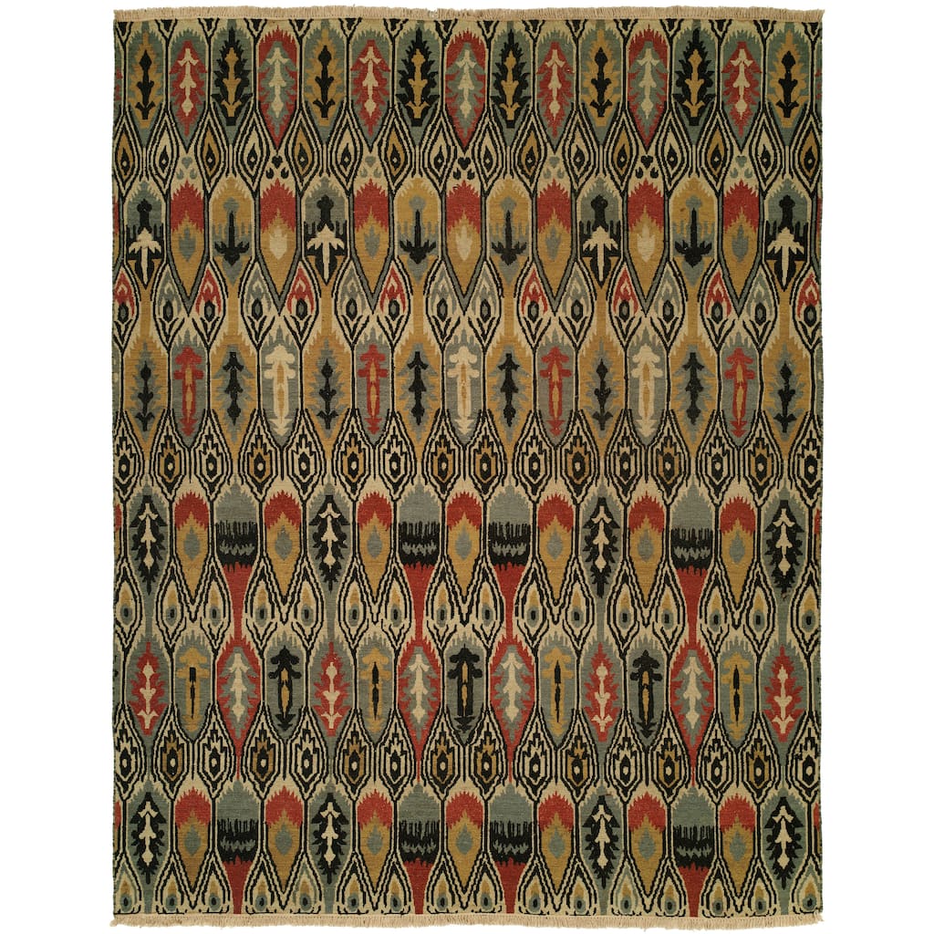 Transitional Multi-Colored Flatweave Wool Area Rug