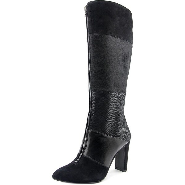 Anne Klein AK Jamielee Women Round Toe Leather Black Knee High Boot