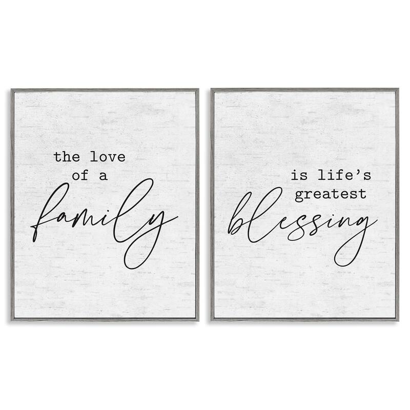 Stupell Love of Family is Life's Greatest Blessing Minimal Quote, 2pc Multi Piece Framed Wall Art Set - 16 x 20 - Grey