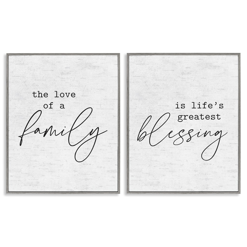 Stupell Love of Family is Life's Greatest Blessing Minimal Quote, 2pc Multi Piece Framed Wall Art Set