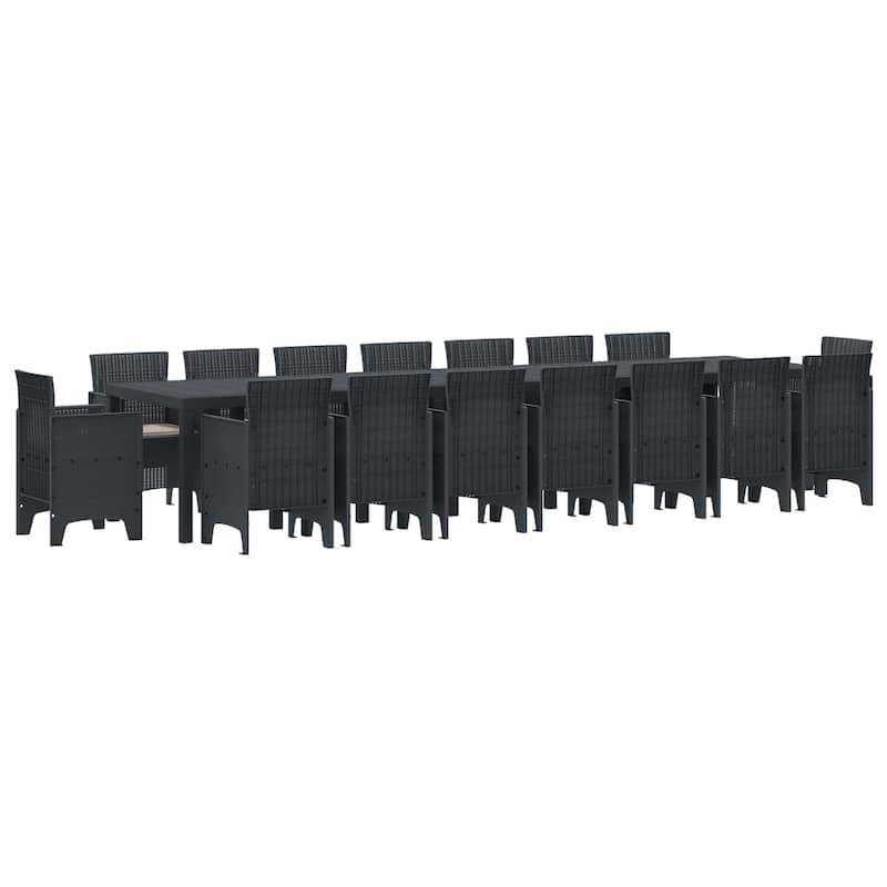 vidaXL Garden Dining Set with Cushions 17 pcs Anthracite PP - 157.48 x 39.37 x 28.74 in