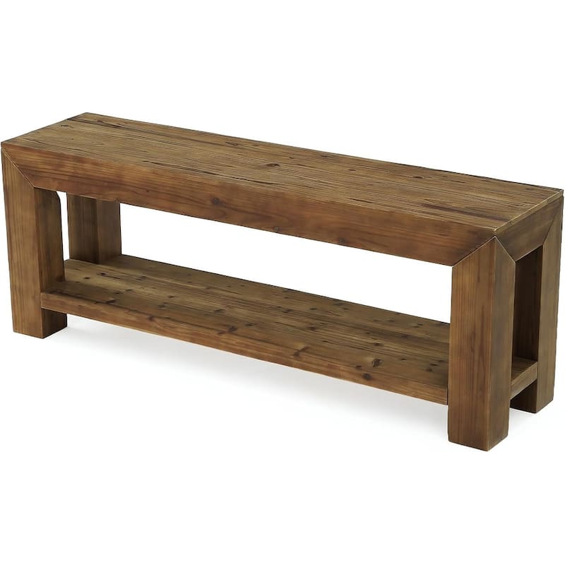 63" Solid Wood TV Stand for TVs up to 75'', 2-Tier TV Console Entertainment Center with Open Storage Shelves