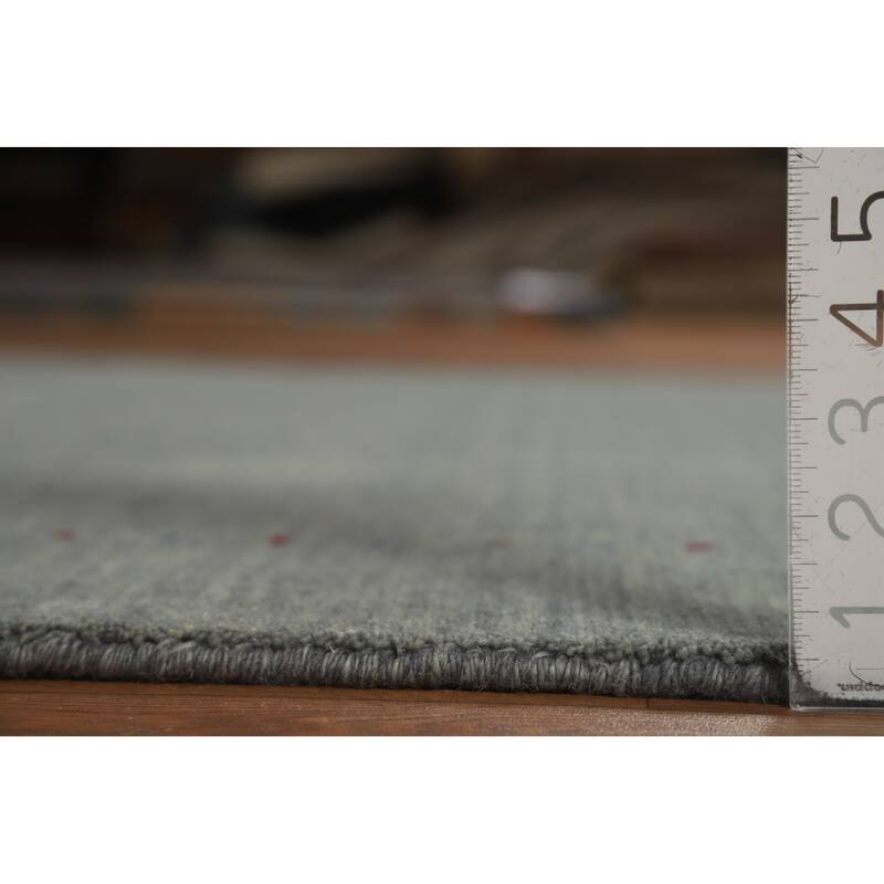 Gray Tribal Gabbeh Indian Area Rug Handmade Wool Carpet - 5'5" x 7'9"