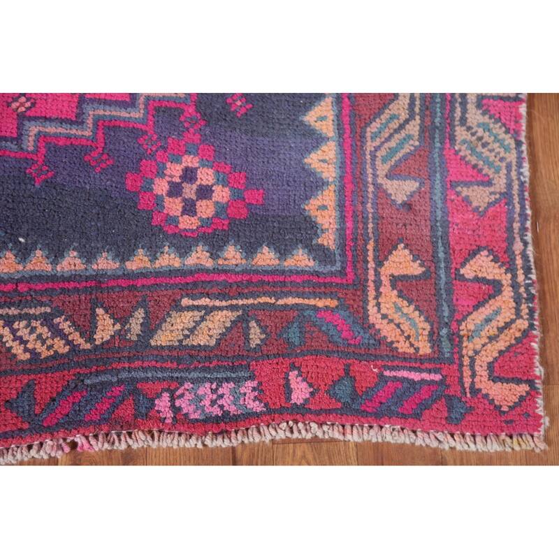 Hand Knotted Oriental 100% Wool Carpet Traditional Tribal Navy Blue & Blues Ardebil Runner Rug - 11' 10'' X 4' 1''