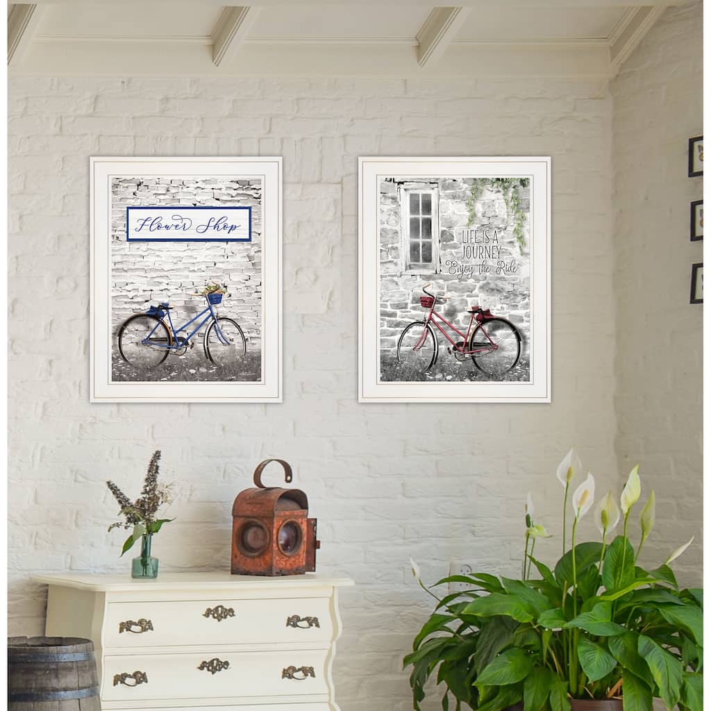 TrendyDecor4U Contemporary "Romantic Bicycles" 2-Piece Vignette by Lori Deiter