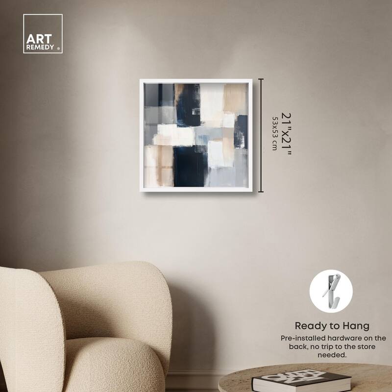 Blue and Tan Abstraction I Shadowbox by Art Remedy