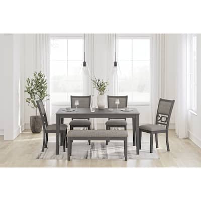 Signature Design by Ashley Langwest Dining Table and 4 Chairs and Bench (Set of 6)