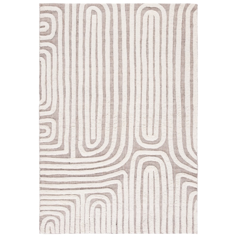 SAFAVIEH Handmade Kilim Lillie Modern Wool Rug - 6' Square - Beige/Ivory