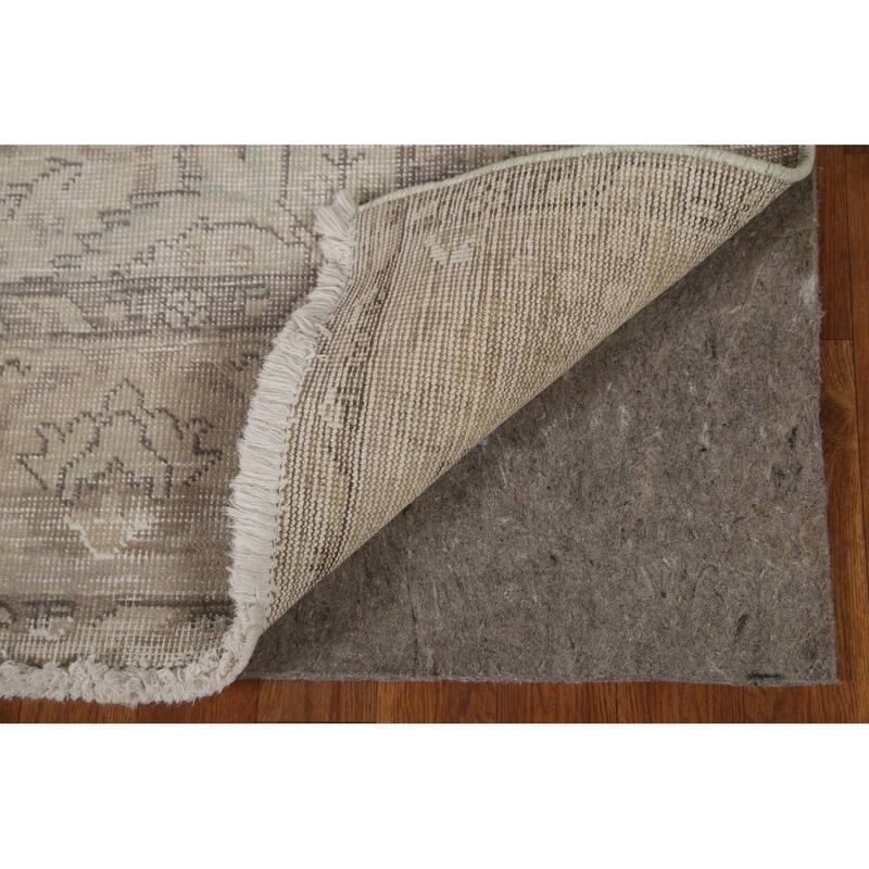 Hand Knotted Oriental 100% Wool Carpet Traditional Floral Beige & Ivories Tabriz Area Rug - 9' 7'' X 6' 7''