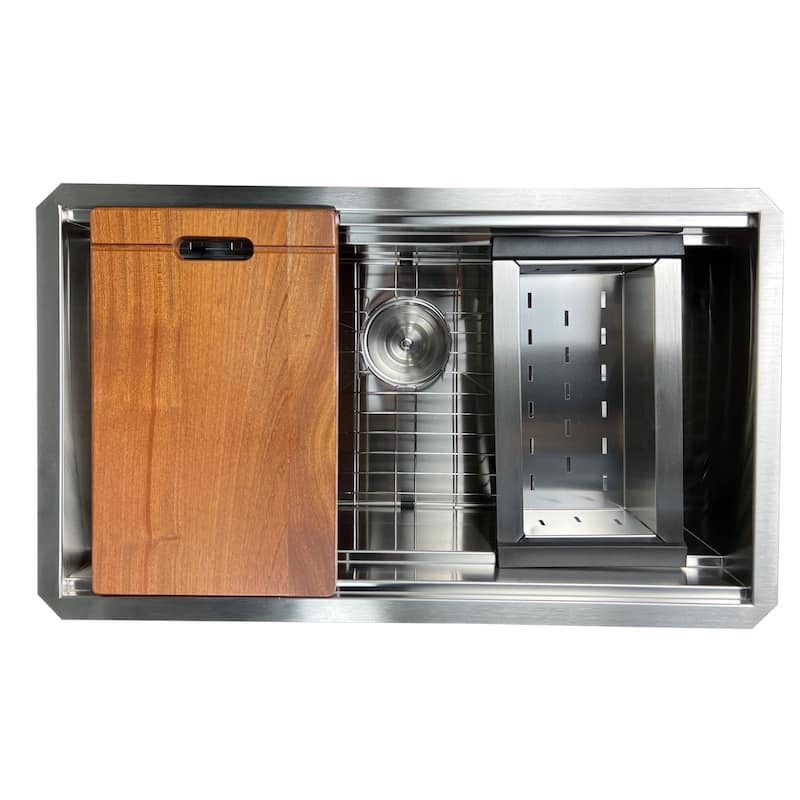 Highpoint Collection 30" Zero-Radius Workstation Undermount Stainless Steel Kitchen Sink - 30" x 18" x 10"