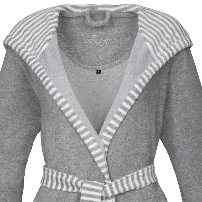 VOSSEN 'Juno' Striped Detailed Hooded Women's Robe