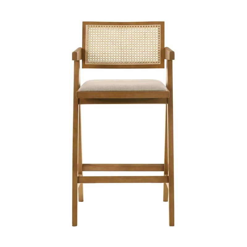Remy Upholstered Light Walnut Bar Stool (Set of 2)