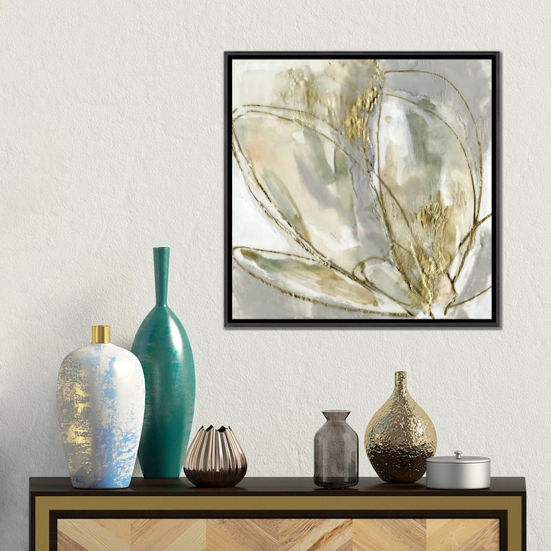 iCanvas "Blooming Gold II" by Jennifer Goldberger Framed