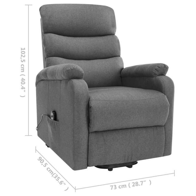 vidaXL Power Lift Massage Recliner Light Gray Fabric - 28.7" x 35.6" x 40.4"
