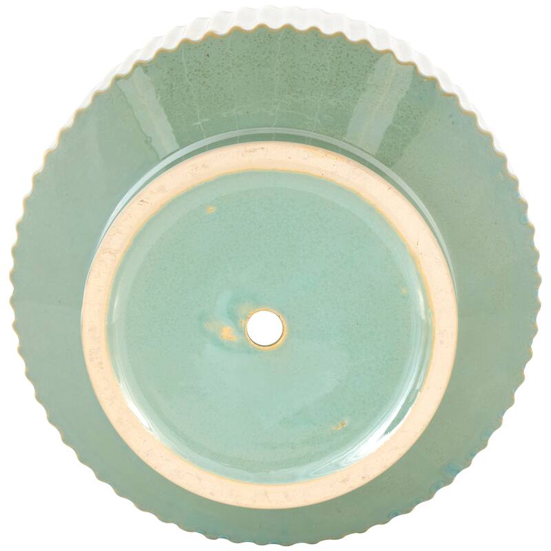 Green, Cream or White Ceramic Wide Planter with Linear Grooves and Tapered Bases (Set of 3)