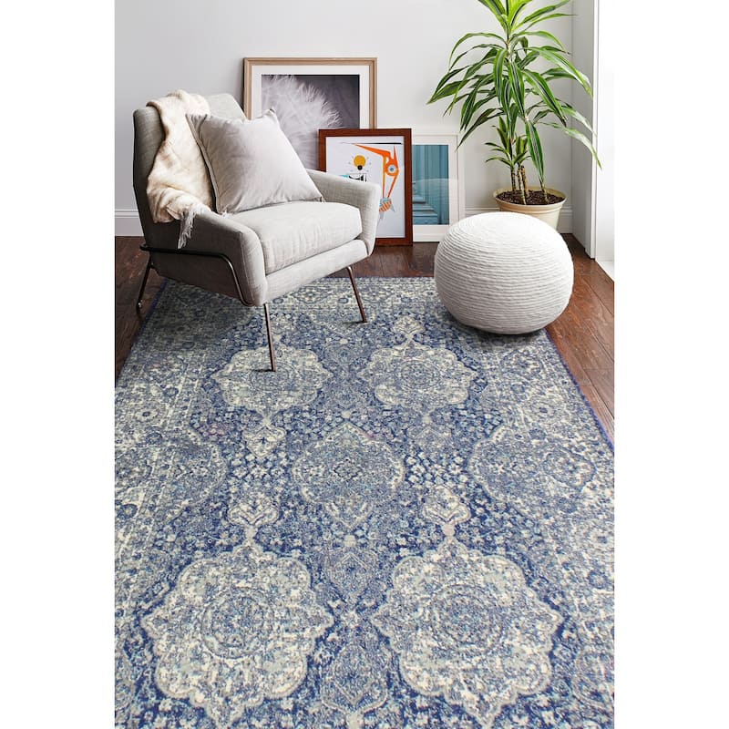 Bashian Alberta Transitional Machine Made Area Rug - 5' x 7'6" - Dark Blue
