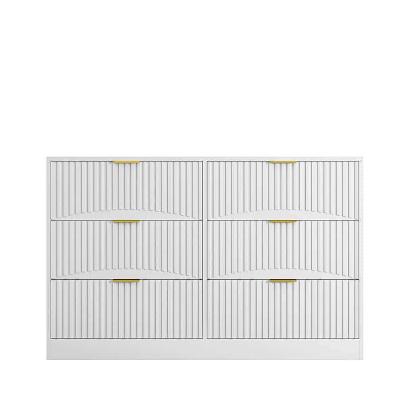 Modern 6-Drawer Dresser with Wavy Patterns, Chest of Drawers for Bedroom, Living Room & Entryway